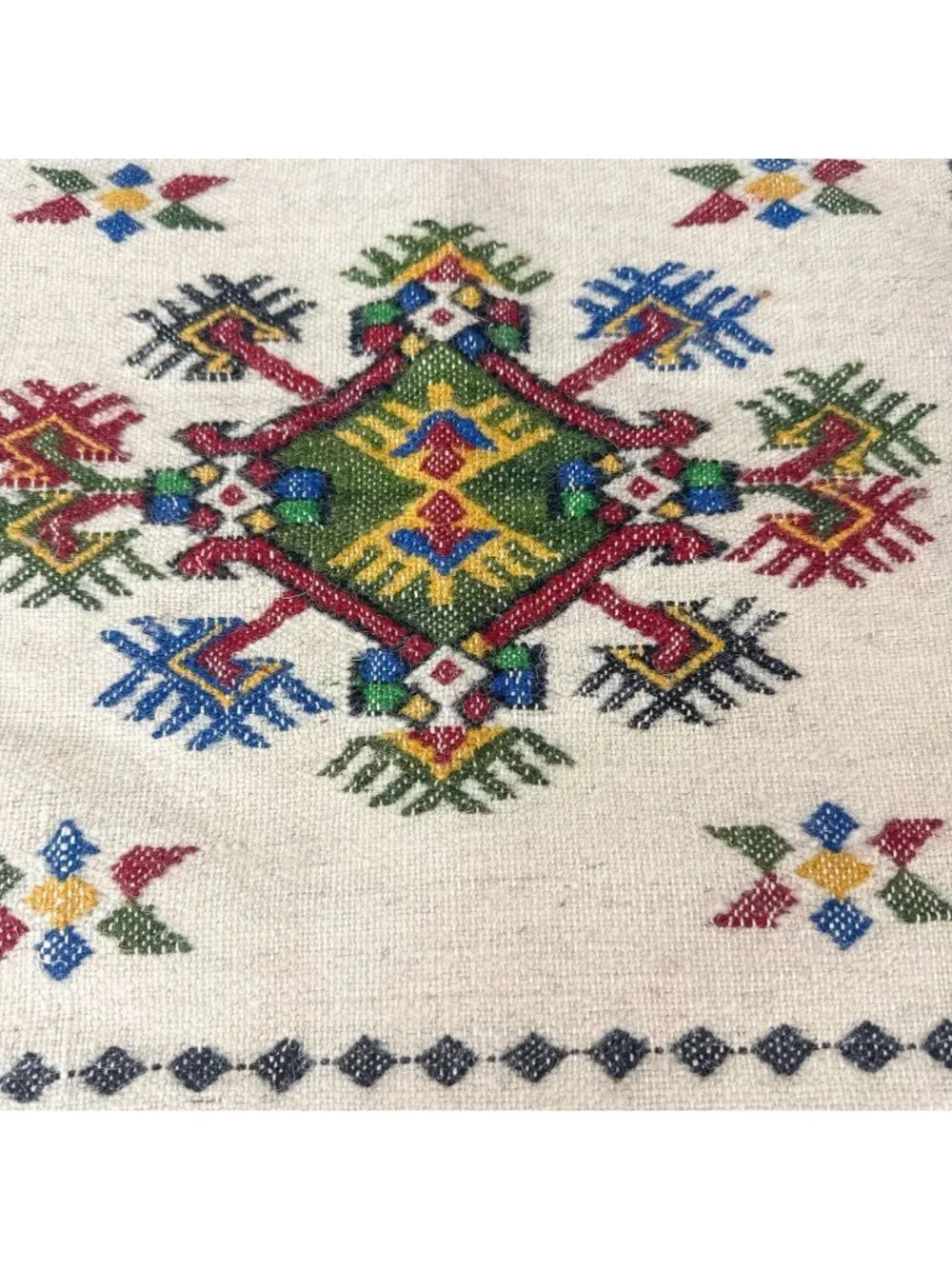 Hand Embroidered Alpaca Peruvian Wool Decorative Pillow Cover 17 x 15 Tribal